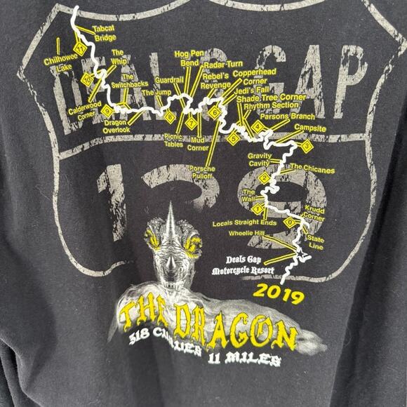 The Dragon Deals Gap 318 Curves 11 Miles Long Sleeve Shirt 2019 XL Black USA - Picture 3 of 9